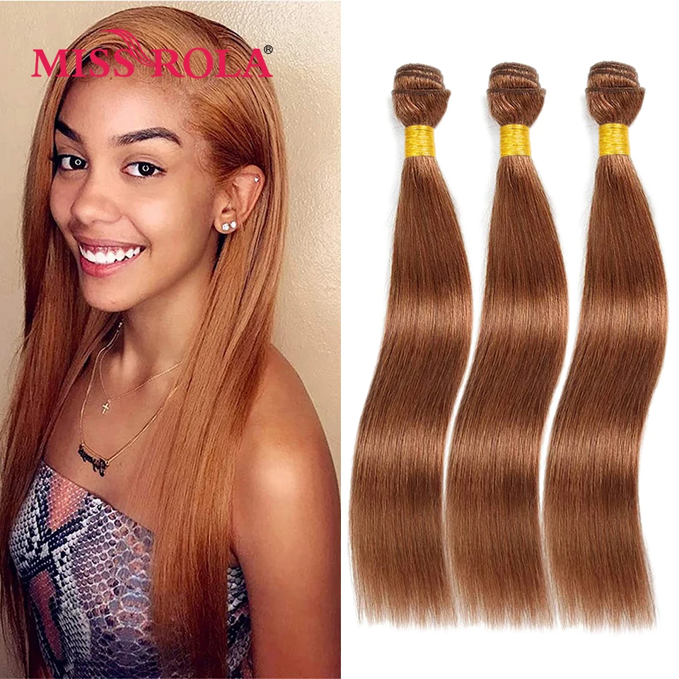 Miss Rola cabelo humano liso brasileiro tecelagem 1/3/4 pacotes 27 #   Tramas duplas das extensões do cabelo de Remy de Ombre do BUG loiro 99J