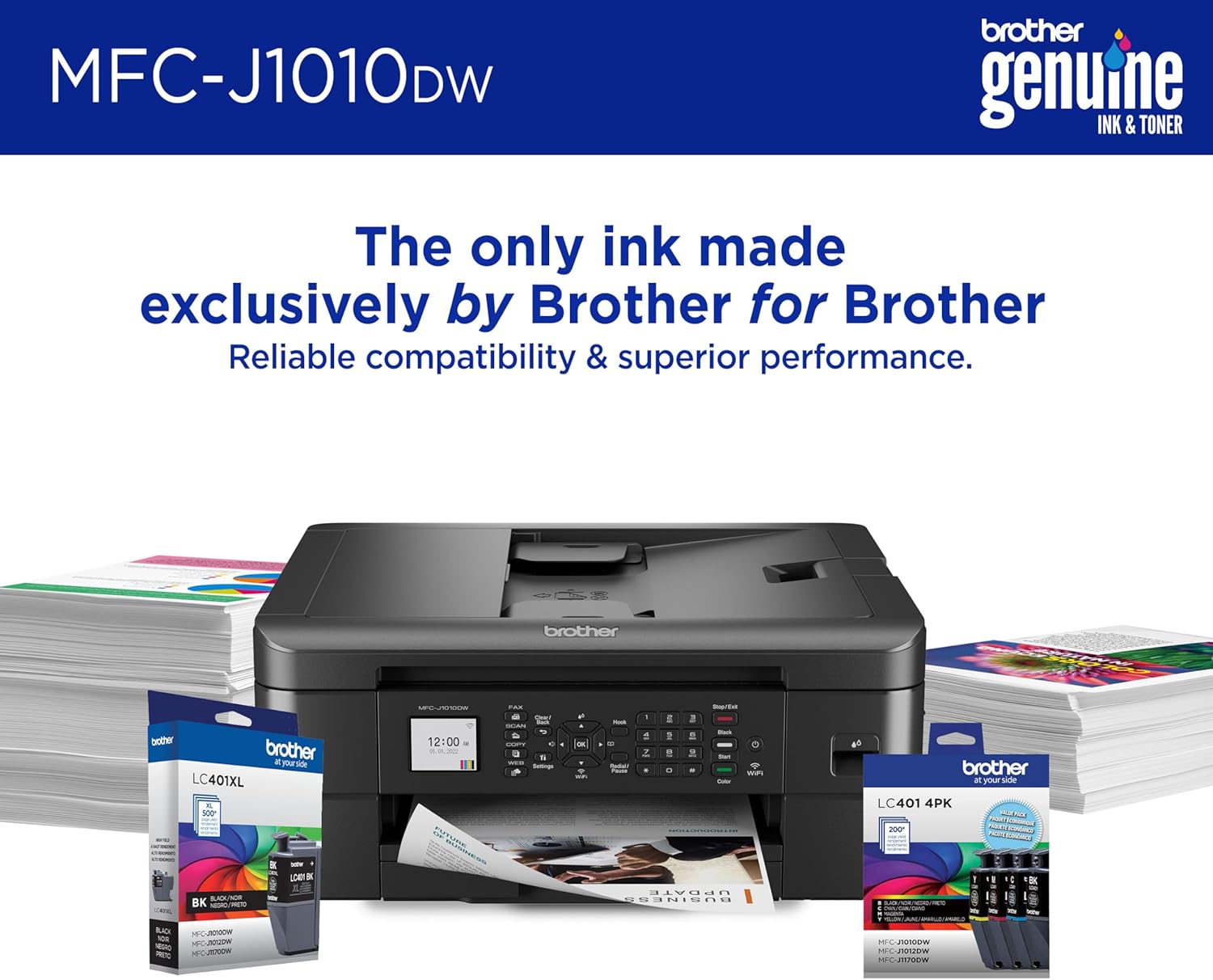 MFC-J1010DW Wireless Color Inkjet All-in-One Printer with Mobile Device and Duplex Printing, Refresh Subscription and Works