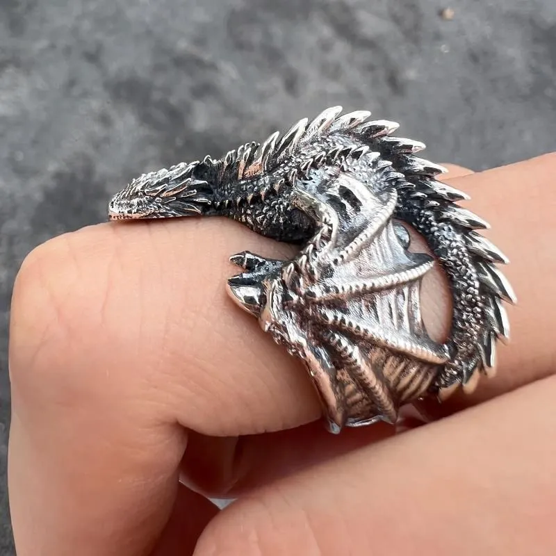 Anillos de dragón estilo gótico Punk alas de pterosaurio anillos ajustables con apertura accesorios de joyería Vintage regalos