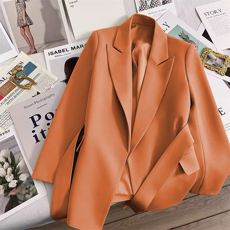 2024 frühling Herbst Anzug Jacke Büro Dame Mode Elegante Pendeln Lange Hülse Spitze Up Mantel Für Frauen 2024 Weibliche Schwarz tops
