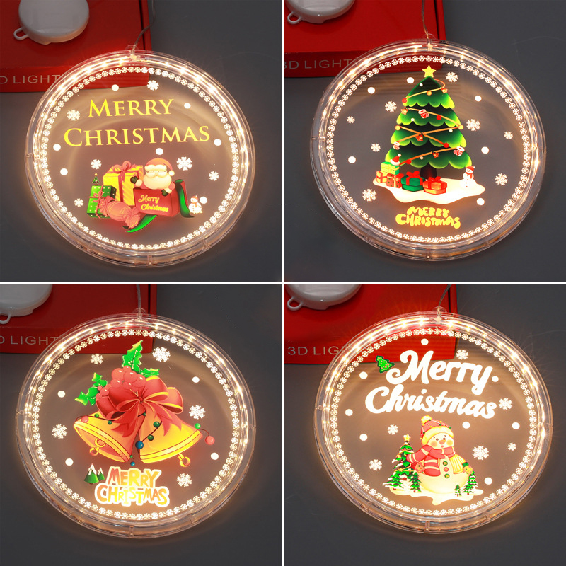 Weihnachts-LED-Licht, 3D-farbige Zeichnung, Atmosphärenbeleuchtung, für Neujahr, Urlaub, Türbehang, Fenster, Wand, Heimdekoration