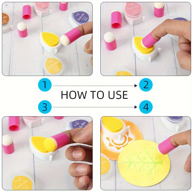 10pcs Craft Finger Sponge Daubers Drawing Project Finger Painting Sponge Set for Card Making, Painting, Stamping, Ink