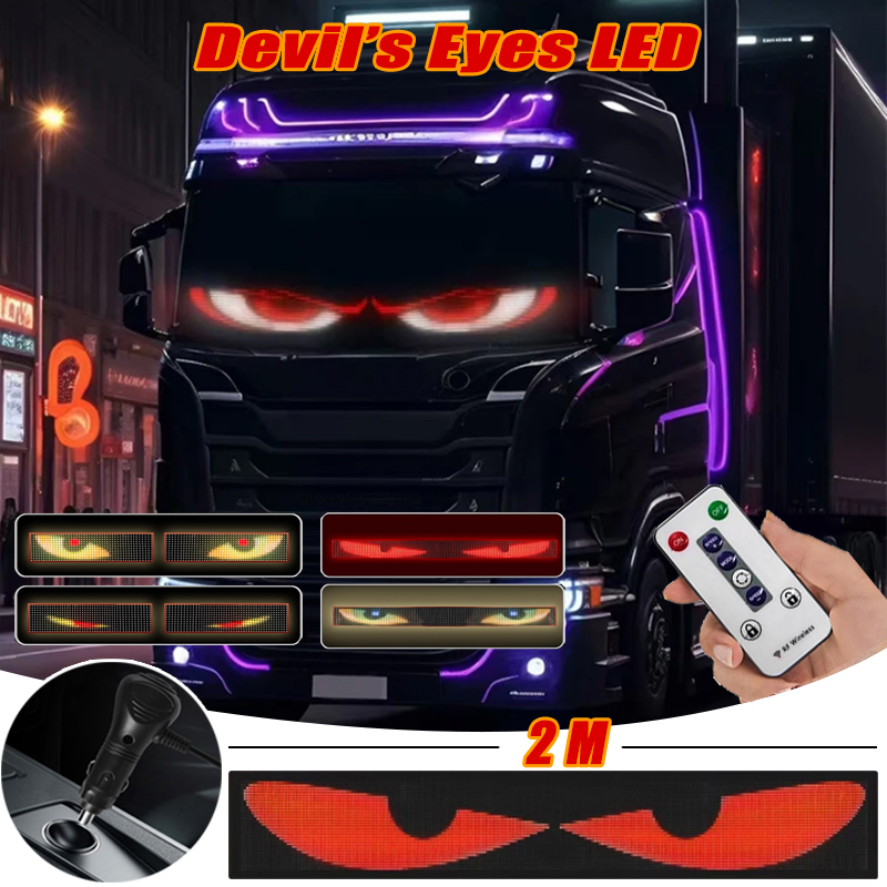 2M Truck Devil Eye LED Matrix Pixel Panel Weiche faltbare Bildschirm Licht Fernbedienung Animation Display Licht Auto LKW Windschutzscheibe