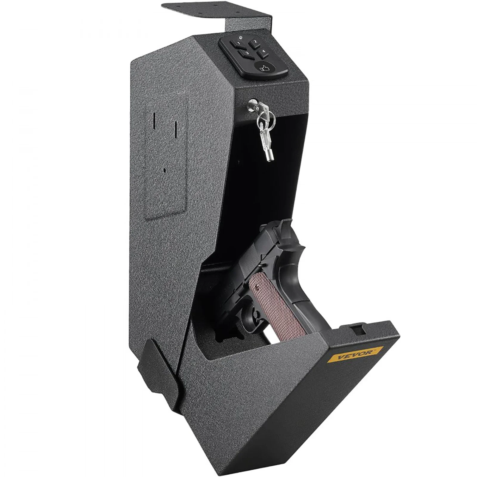 VEVOR OS580C SE Pistolen-Safe, Fingerabdruck, digitales Tastaturschloss mit 2 Schlüsseln, Waffen-Sicherheitsaufbewahrung unter dem Tisch
