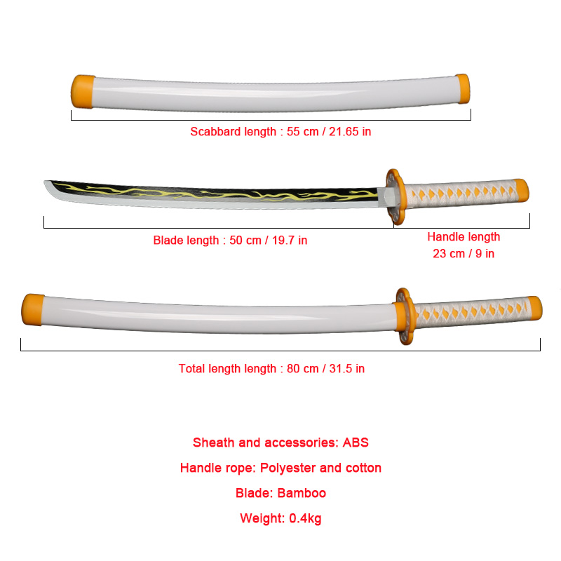 Toy Sword  Demon Slayer Katana 80cm  Wooden Sword  Cosplay Weapon Zenitsu  Muichirou Mitsuri 1:1 Original patterns and styles