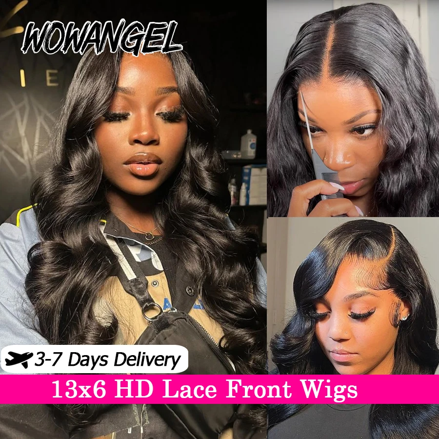 WOWANGEL 13x6 HD Lace Front Wigs 34inch Body Wave Glueless Human Hair Wig 250% Pre Plucked Skins Melted Brazilian Hair For Wowen