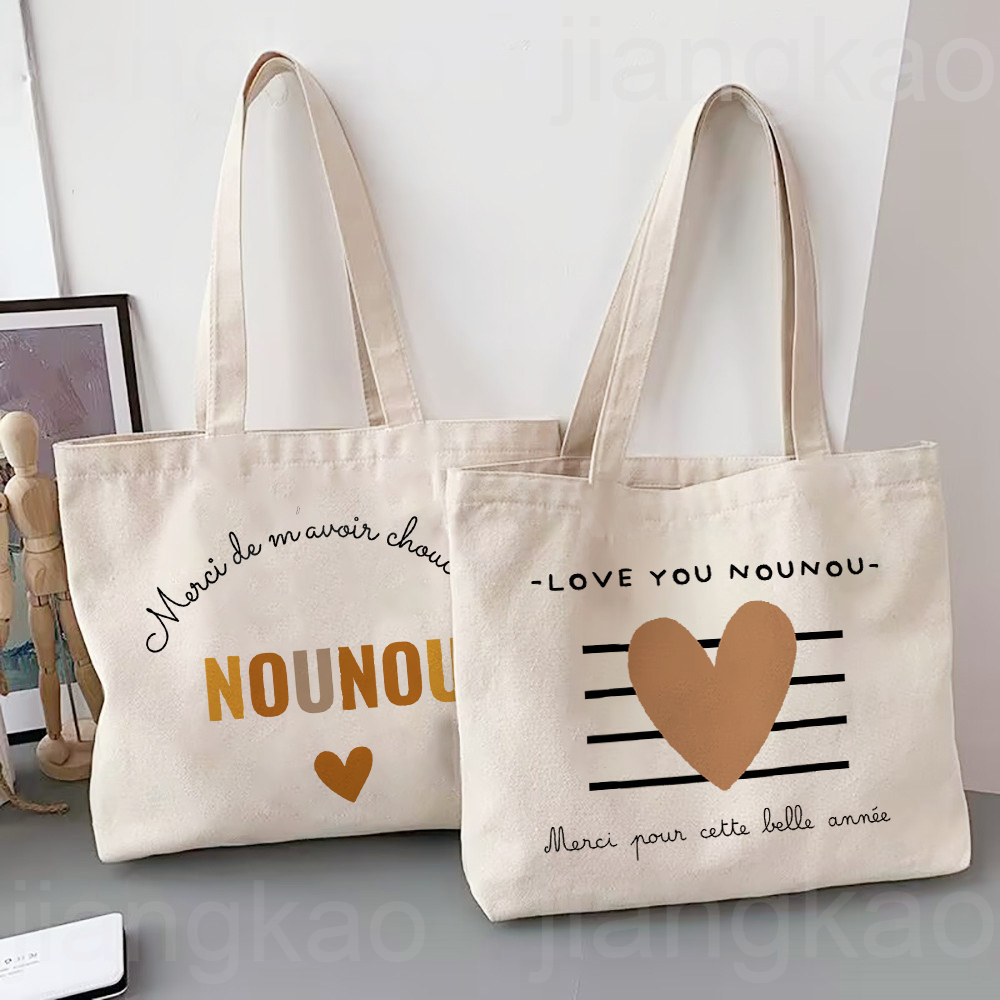 Love You Nanny Спасибо за этом Новый год Женская большая сумка с принтом Сумки для покупок Женская сумка на плечо Дорожная сумка Подарок для Nounou