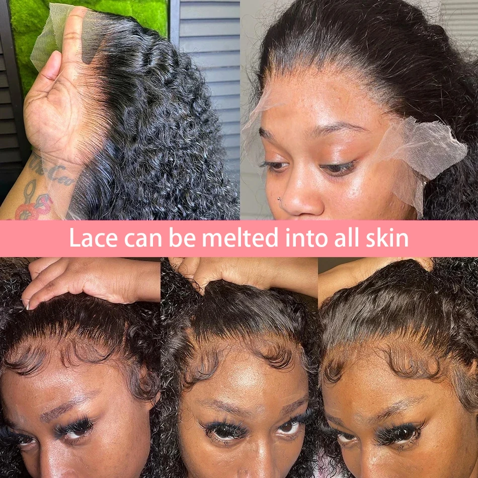 Parrucche frontali in pizzo brasiliano allentato onda profonda 13x4 parrucche per capelli umani 200% trasparente acqua riccia parrucca corta Bob parrucche Remy per le donne