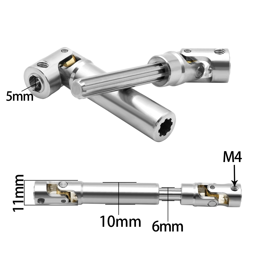 โลหะภายใน Spline ไดรฟ์เพลา Universal Joint Driveshaft สําหรับ 1/10 RC รถ Crawler Axial SCX10 Gladiator YK4082 TRX4 TF2 D110