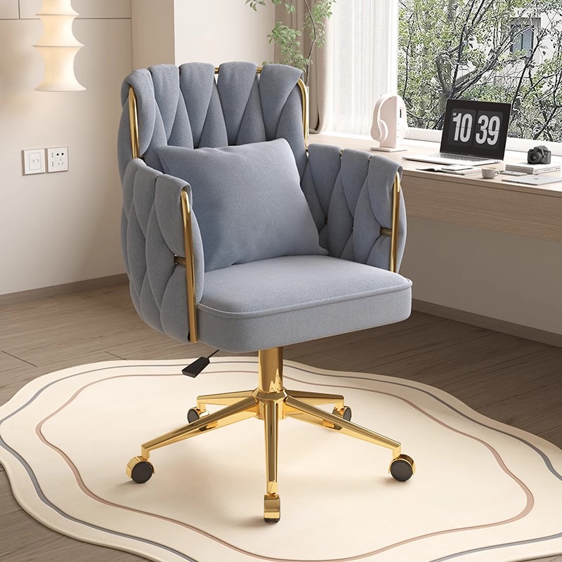 Anker Gaming Stuhl Licht Luxus Schlafzimmer Mädchen Make-up Stuhl Gold Lift Füße strukturiertes Material Büro Computer Stuhl