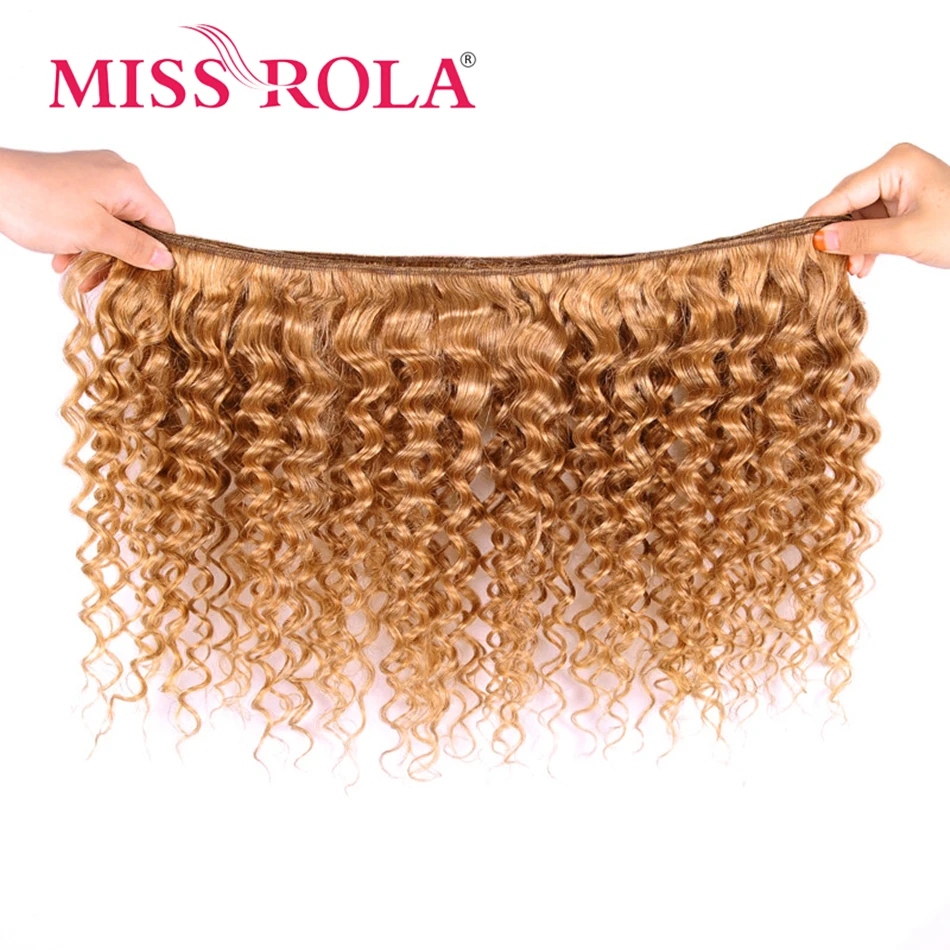 Miss Rola-Brazilian Deep Wave Pacotes de cabelo humano, Extensões de cabelo Remy, Tramas duplas, 27 # Blonde, 99J BUG Ombre, 1 pacote, 3 pacotes, 4 pacotes