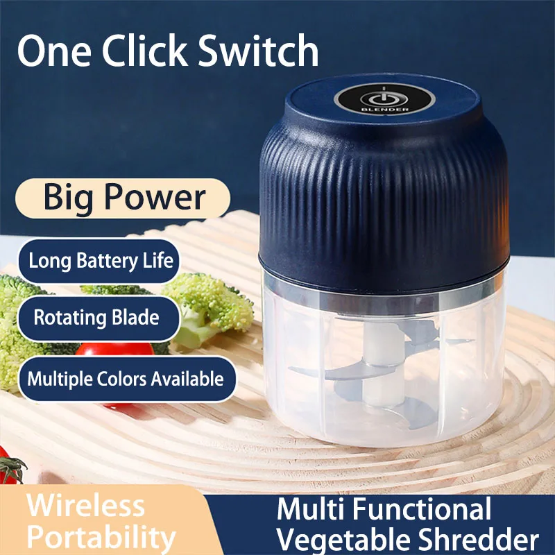 250ml Mini bezprzewodowy akumulator USB elektryczny rozdrabniacz do warzyw rozdrabniacz do czosnku rozdrabniacz do żywności do gadżetów kuchennych do czosnku
