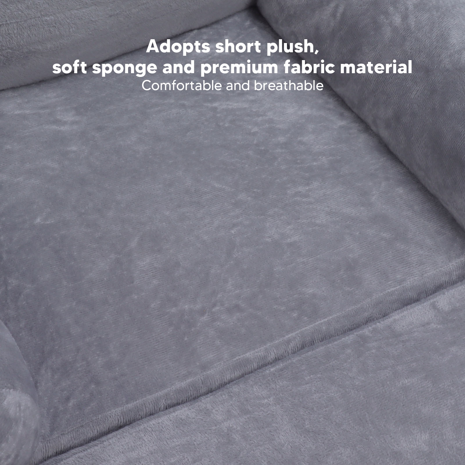 Couch Kids Sofa Cartoon Gray Dog  Foldable Wide Handle Soft Breathable Toddler Chair for Reading Relaxing Sleeping