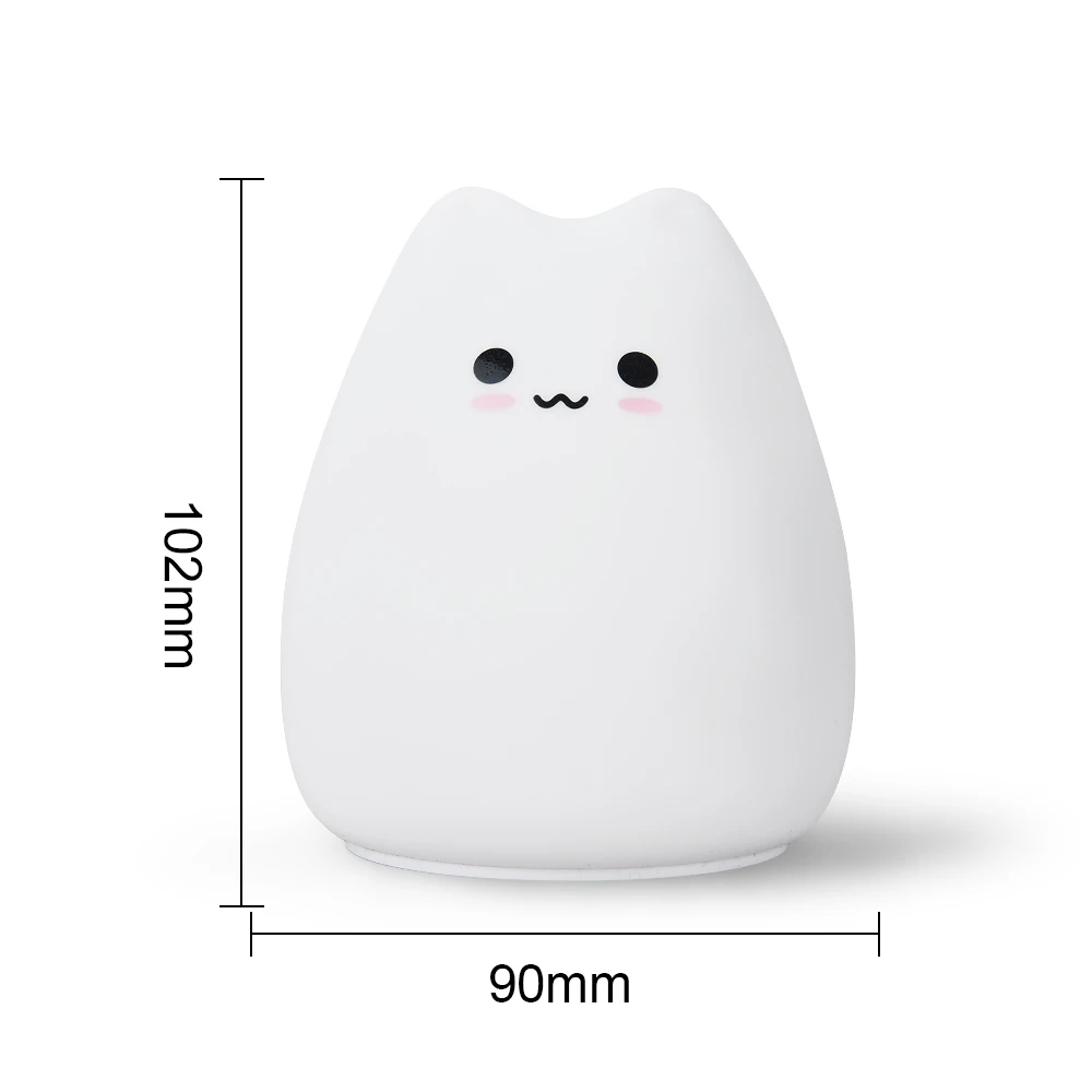LED-Nachtlicht für Kinder, Baby, Kinder, weiches Silikon, Touch-Sensor, 7 Farben, Cartoon-Katze, Schlaflampe, Zuhause, Schlafzimmer, Dekoration