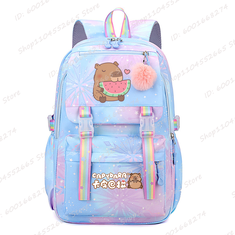 Capybara & Watermelon 그래픽 인쇄 Schoolbags 귀여운 만화 어린이 배낭 소녀 소년 학교 배낭 Capybara Lovers Bags