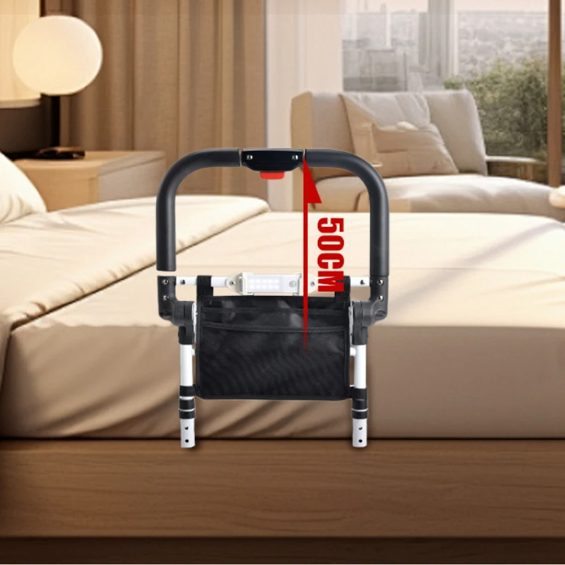 เหล็กคาร์บอนความปลอดภัยเตียงราวพับข้างเตียง Handrail ลื่นผู้สูงอายุ Get-Up Aid พับการตั้งครรภ์ Bed GUARD