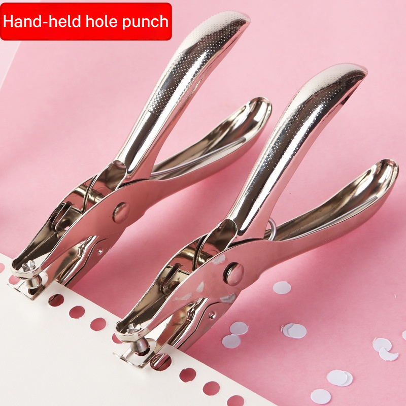 Handheld Single Hole Puncher 6mm Diameter Eye-Catching Manual Hole Punch for Students Thick Paper A4 Sheets Cards & DIY Projects