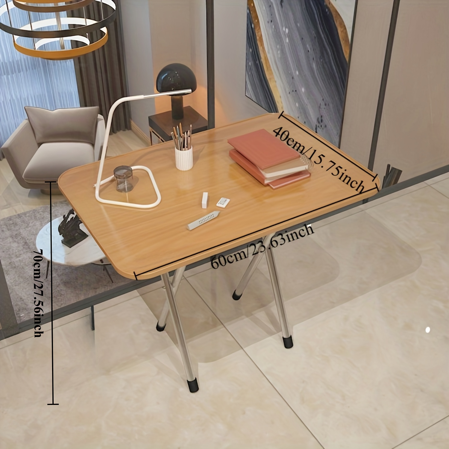 Compact and Durable Folding Table - High Density Hard Wood, Metal Frame, No Power Supply - Suitable for Dormitory, Rental, Resta