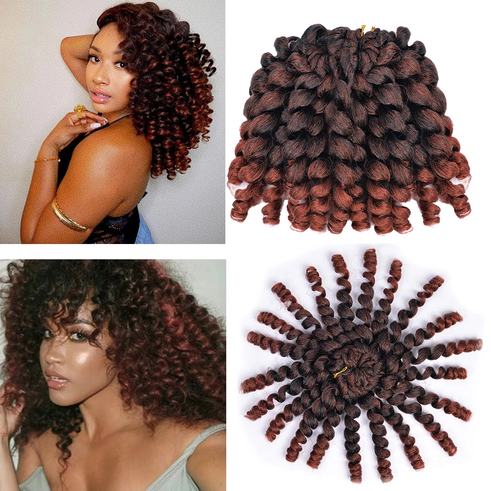 Synthetisches Ombre-Flechthaar, Jumpy Wand Curl, Häkelzöpfe, Haarverlängerung für schwarze Frauen, jamaikanisches Bounce-Lockenhaar für Frauen