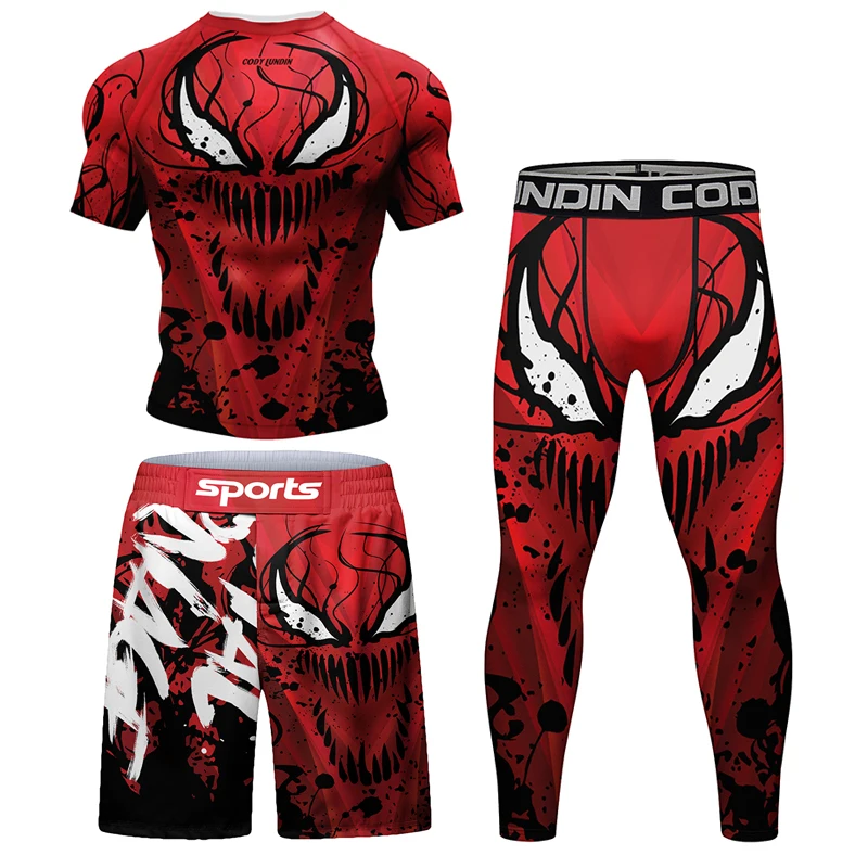 2023 ใหม่ผู้ชาย MMA เสื้อยืดกางเกงขาสั้น Spartan ชุด Rashguard Jiu jitsu เสื้อเสื้อผ้าฟิตเนส Bjj มวย Boxe ชุดกีฬา