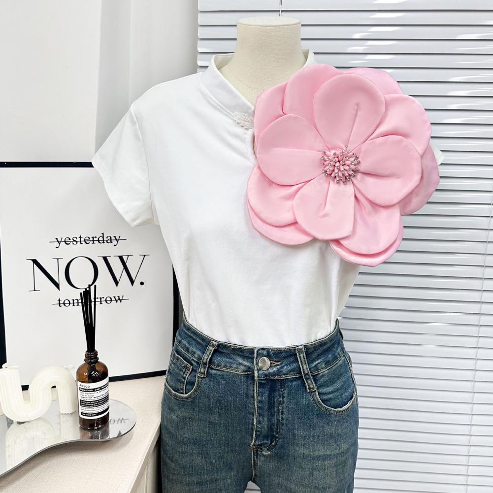 Ramillete de flores para mujer, ramillete de flores 3d elegante, decoración de diamantes de imitación para suéter, vestido, blusa, parche de costura Diy, ropa