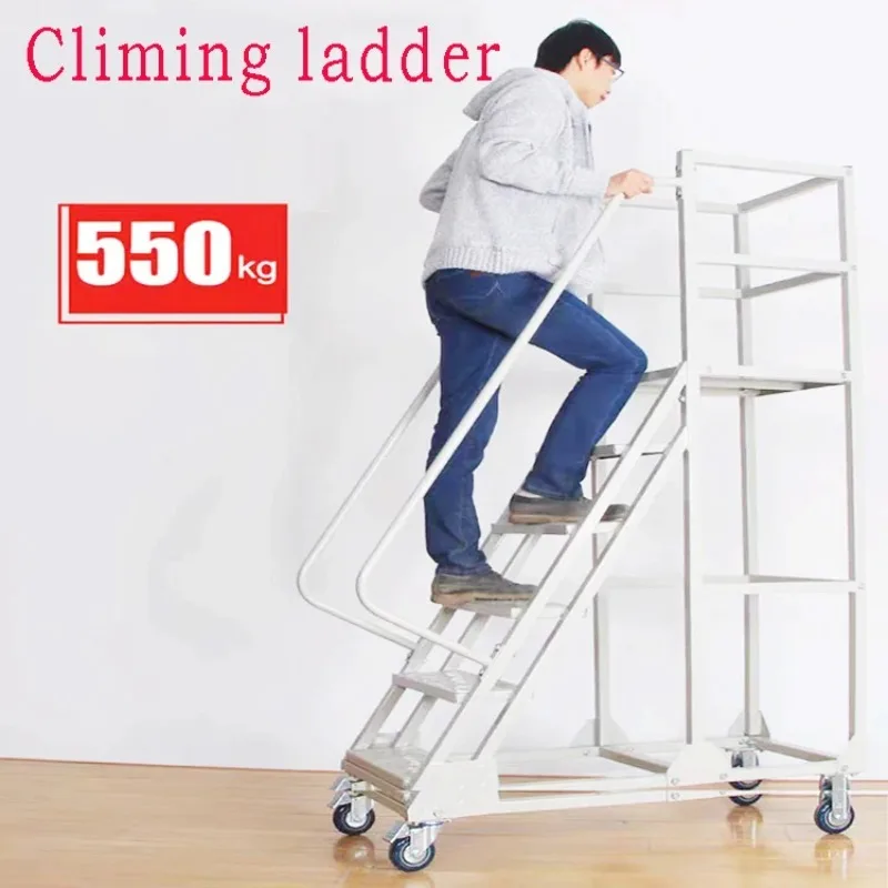Warehouse Elevator Mobile Platform Supermarket Tally and Access Ladder Industrial Mobile Elevator Ladder with Wheels