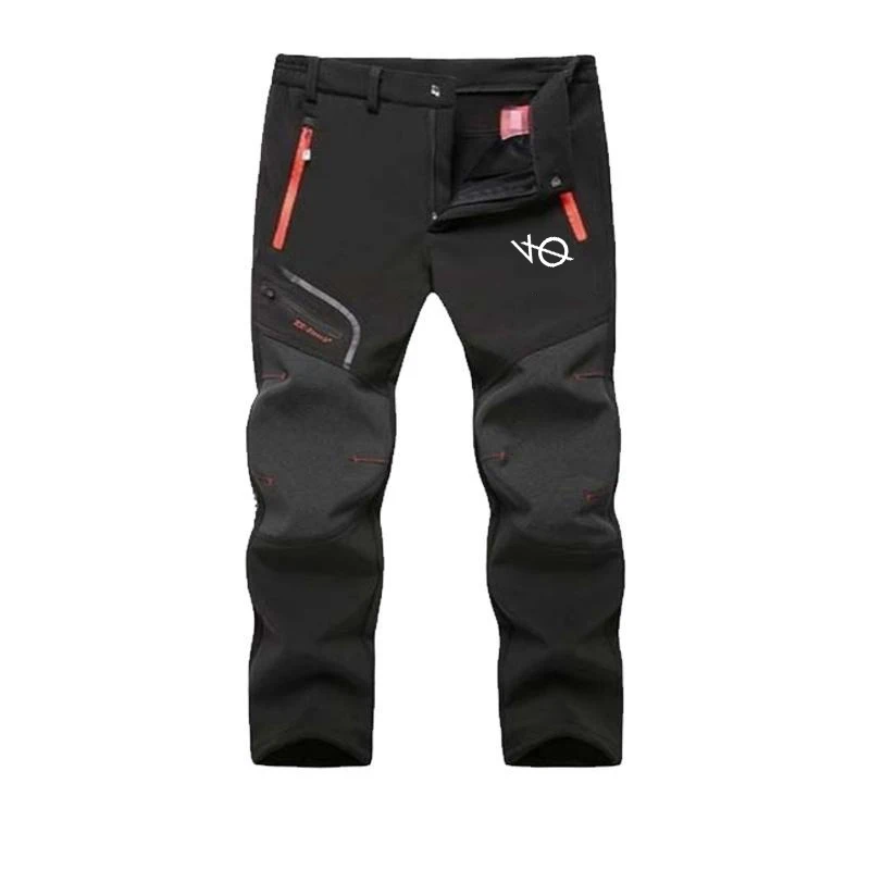 ผู้ชายใหม่หนาขนแกะ Softshell กางเกงตกปลาตั้งแคมป์เดินป่าเล่นสกีกางเกงกันน้ํา Windproof กางเกงเดินป่ากลางแจ้ง