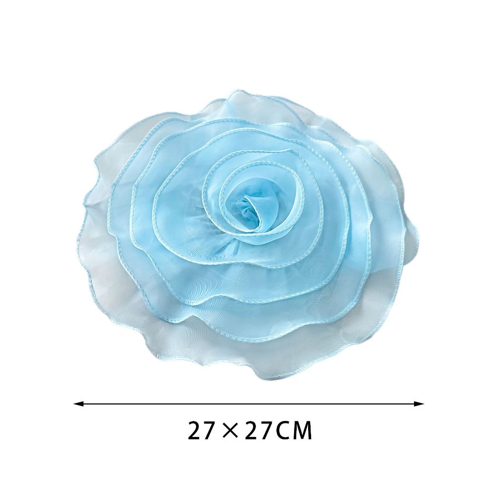 Patch de flor rosa artesanal para vestuário, decoração do pescoço do vestido, corsage 3D flor artificial, DIY Organza costura Applique, moda
