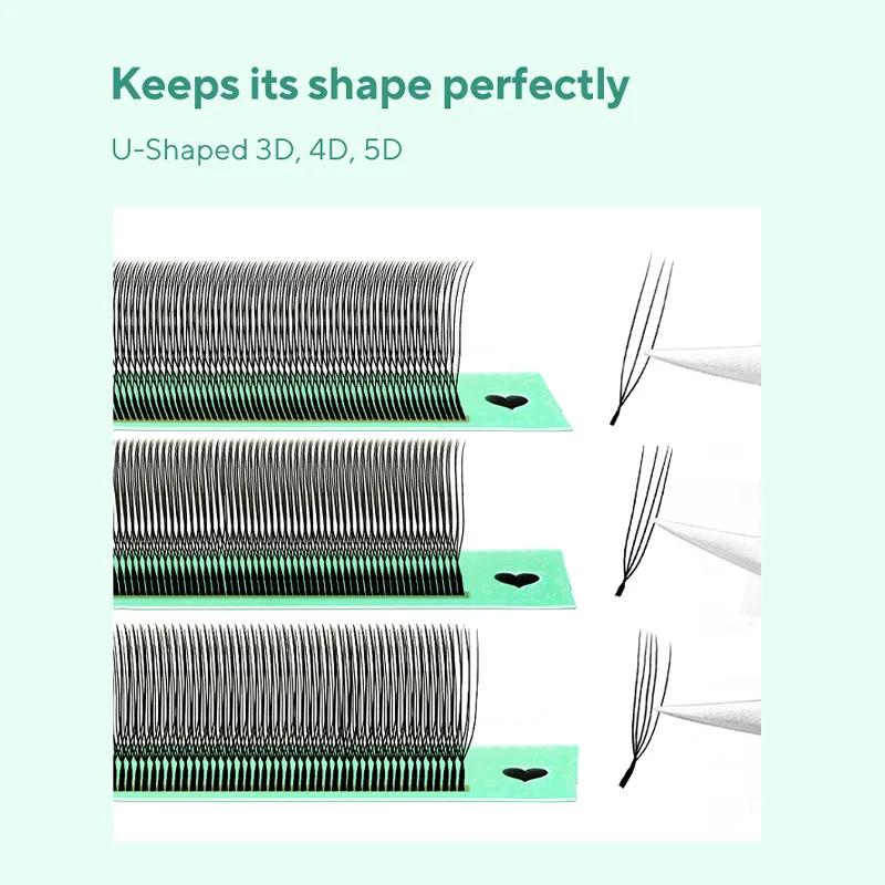 DIYDAY U-shaped 3D 4D 5D Eyelash Extension New Style U Shape W Bloom Lashes Premade Fans Lightweight Fluffy Mink Faux Eyelashes