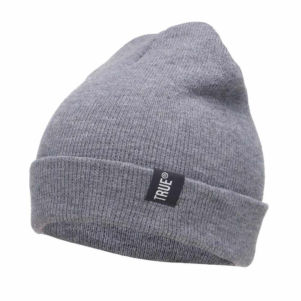 Letter True 10-Farben-Freizeitmützen für Männer und Frauen, modische gestrickte Wintermütze, solide Hip-Hop-Skullies-Mütze, Motorhaube, Unisex-Kappe