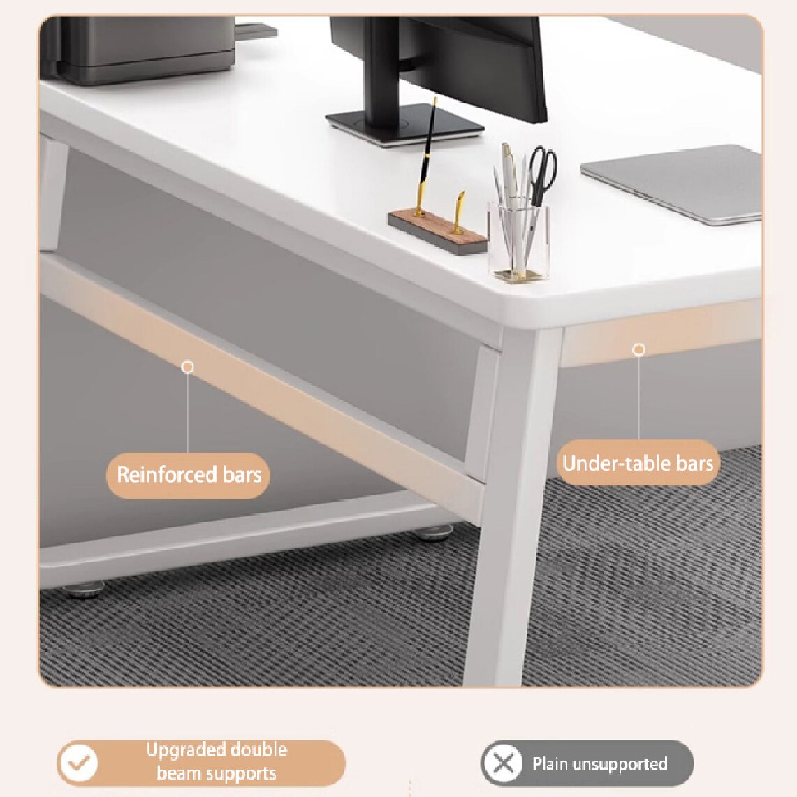 Computer Desk Modern Simple Style Desk for Home Office, White Small Writing Table Study Corner Work Desk for Bedroom