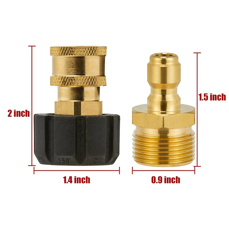 เครื่องซักผ้าความดัน Quick Connect Adapter ชุด M22 14 มม./15 มม.ถึง 1/4 Quick Release สําหรับท่อแรงดันสูงและน้ําปืนอุปกรณ์เสริม