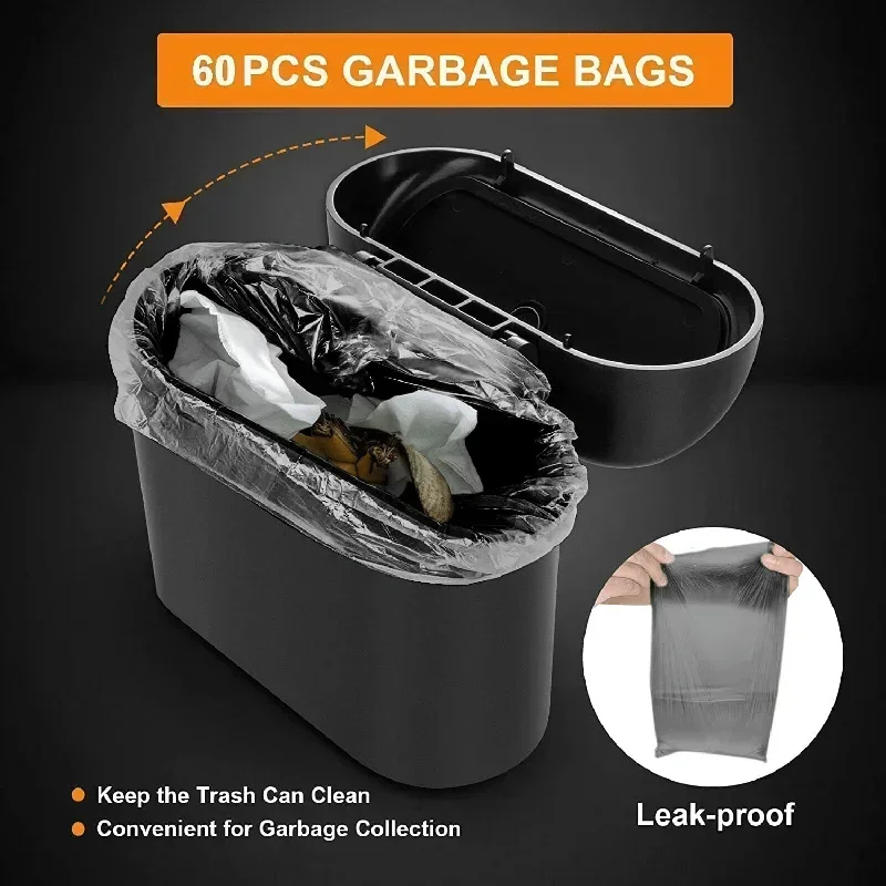 Universal Car Clamshell Trash Bin Hanging Vehicle Garbage Dust Case Storage Box Black Square Pressing Trash Can Accessories