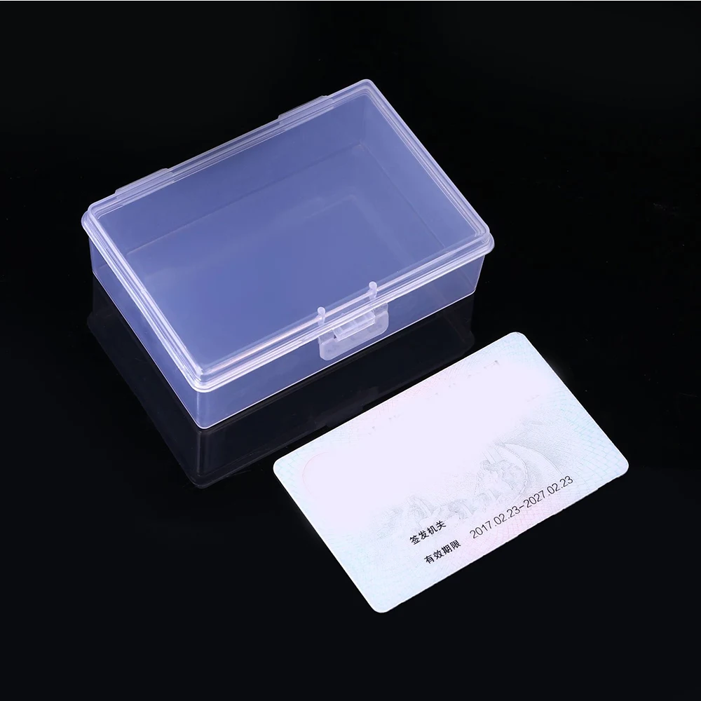 Scatola portaoggetti in plastica Custodia per gioielli Mini scatole Contenitore per carte Scatola trasparente Forniture di archiviazione portatili classiche