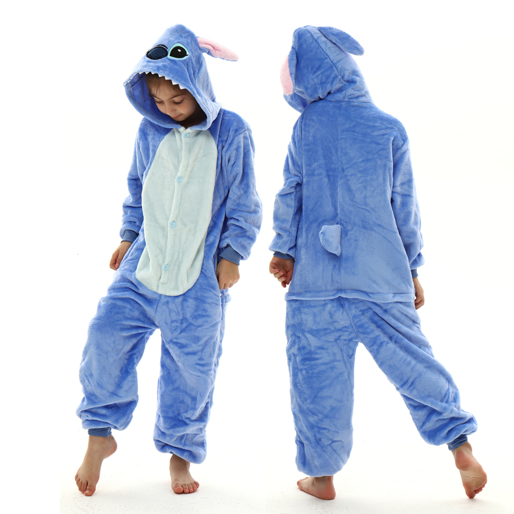 kids winter stitch flannel pajamas children pikachu sleepwear unicorn kigurumi onesies for boys girls baby blanket sleepers
