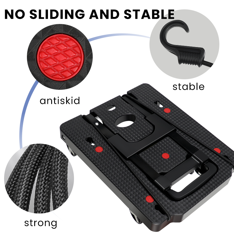 AIRAJ 접이식 핸드 트럭 이동용 접이식 돌리 카트 110lbs 헤비 듀티 수하물 플랫폼 돌리(4개의 바퀴 및 2개의 로프 포함)