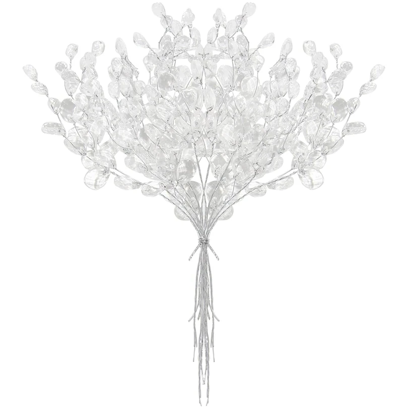 Gota de agua acrílica de cristal blanco Artificial hecha a mano de Navidad boda novia ramo guirnalda horquilla DIY accesorio de decoración de regalo