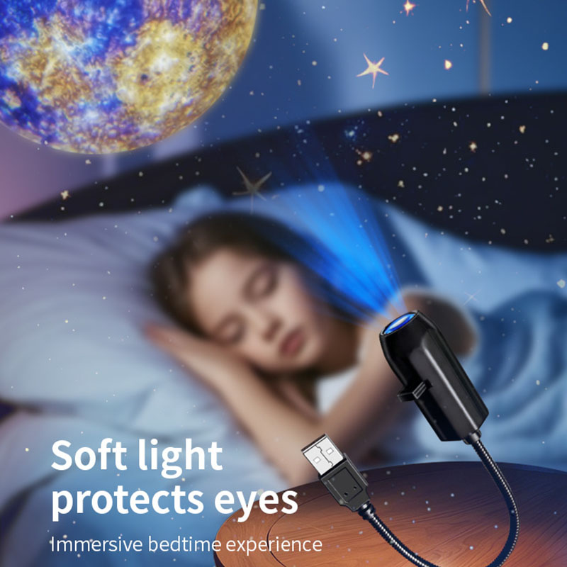 Projektor LED Gwiazdy Galaktyki Księżyc Ziemia Dekoracja Ścienna Wymienne Wzory Projekcji Lampka Nocna do Dekoracji Domu Sypialni