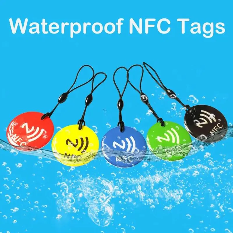10 stücke ntag213 nfc tag lable token mit seil rfid 13,56 mhz 144 bytes iso14443a epoxy karte 35mm durchmesser für alle nfc-fähigen telefon