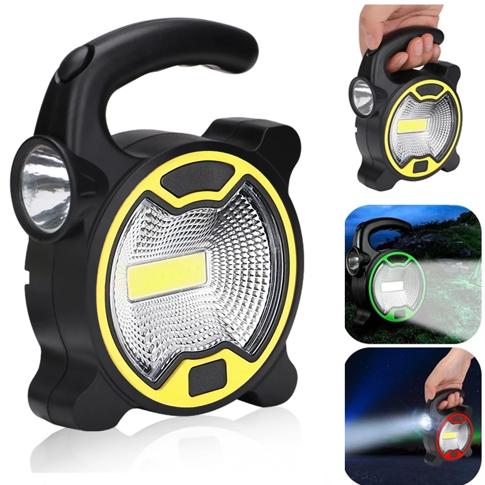 ポータブル作業灯バッテリー COB LED 駆動ハンドヘルドランタン超高輝度懐中電灯屋外テントキャンプライトバッテリーなし
