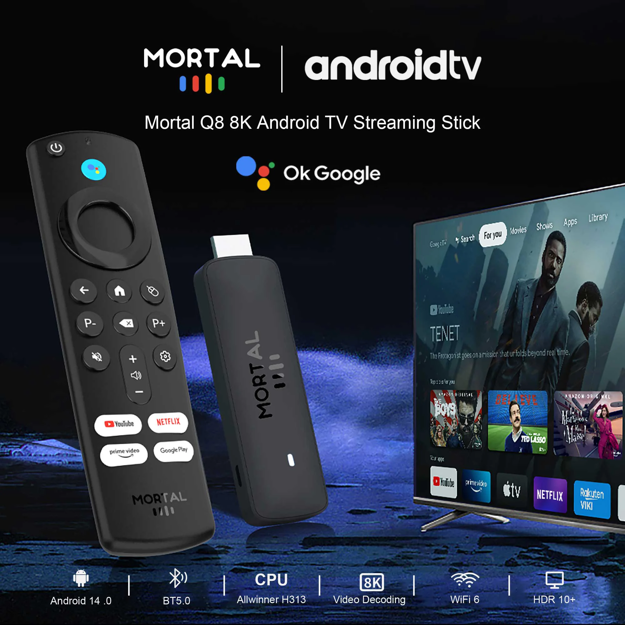 สดรุ่น Android14 ทีวีติด WIFI6 เสียงควบคุมทีวีติด Q8 8K วิดีโอ Allwinner H313 Netflix กล่องทีวี YouTube สตรีมทีวีสดฟรี