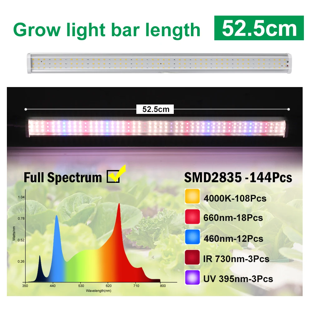 Lâmpada de crescimento de espectro completo SMD2835 Lâmpada LED - Pode ser conectada em várias fileiras de luz suplementar de flores de estufa