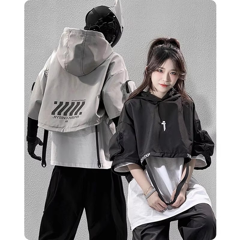 Unisex Vier Jahreszeiten Funktionellen Stil Mit Kapuze Schal High Street Casual Hiphop Trendy Tops Männer Kleidung Streetwear Dark Harajuku