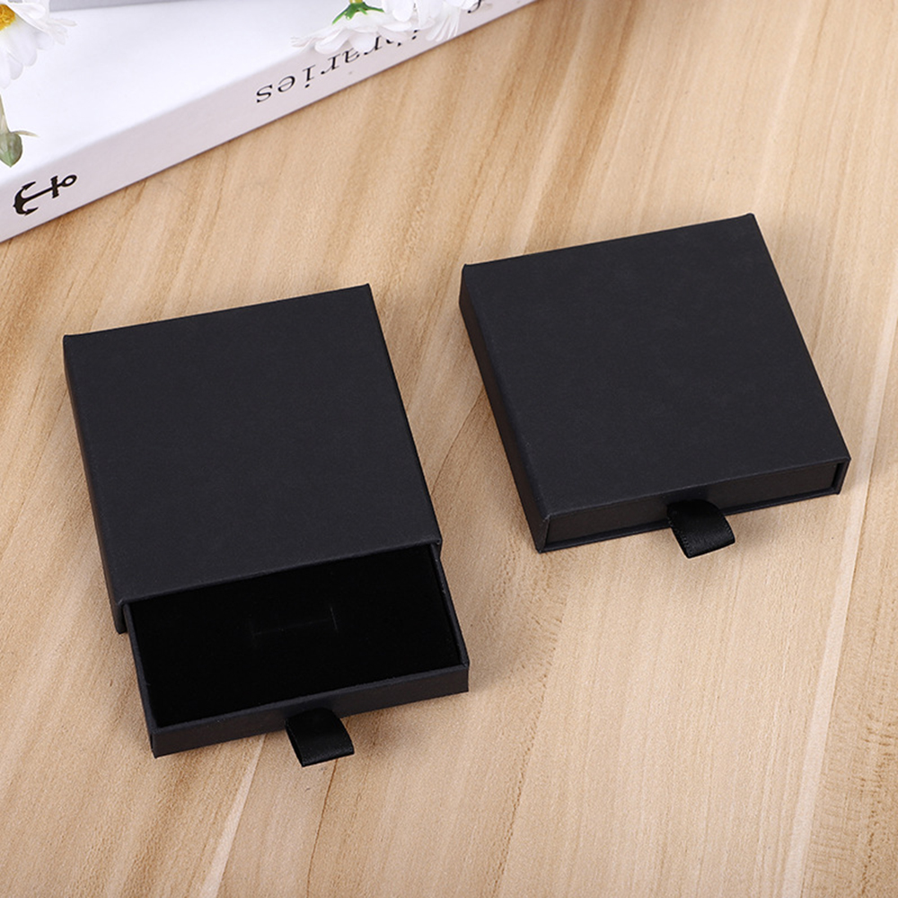 1ชิ้นลิ้นชักกระดาษคราฟท์หนากล่องเก็บเครื่องประดับการ์ดอวยพรสำหรับสร้อยคอสร้อยข้อมือแหวนของขวัญกล่องบรรจุภัณฑ์กระดาษแข็ง
