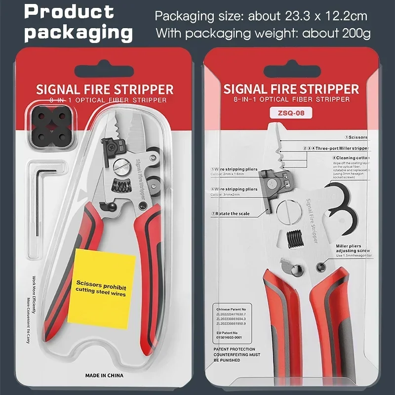 Signal Fire ZSQ-09 Pelacables de fibra óptica 9 en 1, tijeras pelacables