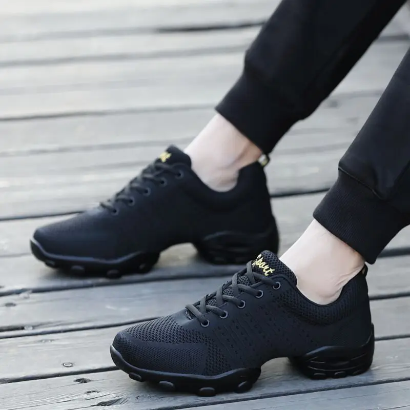 Buty do tańca Męskie damskie Nowoczesne miękkie podeszwy Jazzowe trampki Skórzana siateczka Oddychające lekkie kobiece buty do tańca Fitness Sport