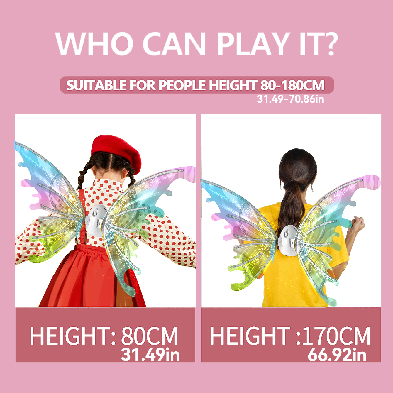 Movendo música luminosa elfo asas de borboleta decoração traseira brinquedo interno/externo presente sem bateria de entrega