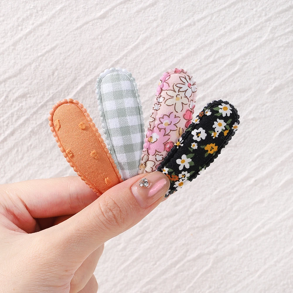 Recém-nascido Imprimir Algodão Alloy Hair Bow, Snap Clips Set, Tecido Plaid Hairpins, Meninas Kids Headwear, Acessórios para cabelo do bebê, 10Pcs por lote