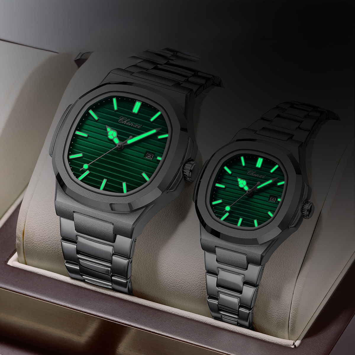 Regalos Pareja Relojes CHENXI Original Alta Calidad 2025 Nueva Moda Acero Inoxidable Pareja Reloj Set Lujo