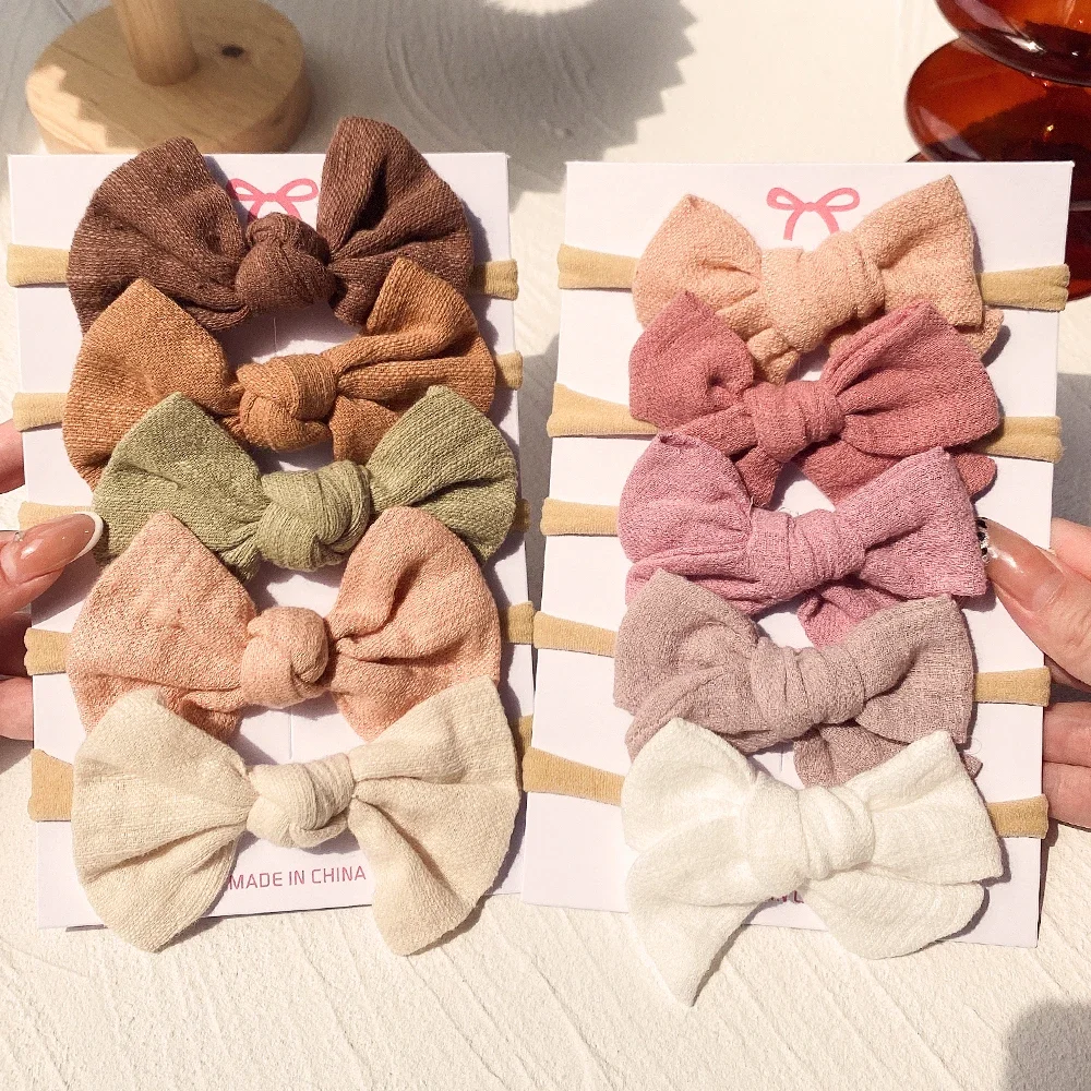 5 ピース/セット綿ベビー弓ヘッドバンドナイロンヘッドバンドヘアバンド子供女の子ソフトヘアバンド幼児新生児ヘアアクセサリー